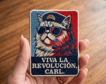 Viva La Revolucion Carl Patch, Funny Cat Princess Donut Dungeon Crawler Embroidered Patches for Backpacks, Clothes, Hat
