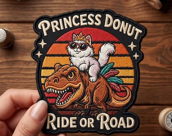 Princess Donut & Mongo Ride Or Roar Embroidered Patch, Sew On/Iron On Patch 4-9 Inches, Dungeon Crawler Carl Bookish Gift
