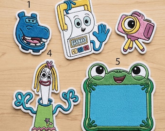 Toy Story 5 Characters Bundle Embroidered Patch (Pip, Smarty Pants, Snappy, Kniffey, Lilypad), Sew On/ Iron On, Size 4 inches - 9 inches