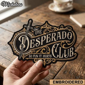 Embroidered The Desperado Club Patch, Dungeon Crawler Carl Inspired Patch, Donut Mongo Iron On/Sew On Patch, Fantasy Bookish Gift