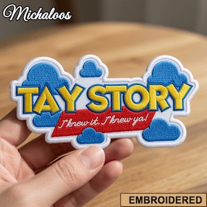 Toy Story Embroidered Patch | Tay Story Cloud Logo Applique | Custom Sew On / Iron On Patch (4 inches - 9 inches) for Jackets & Backpacks