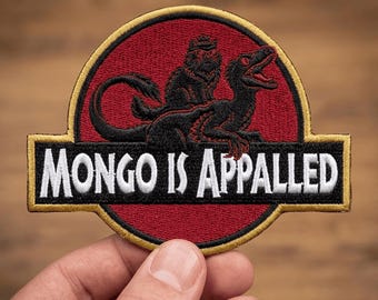Mongo Is Appalled Embroidered Patch, Dungeon Crawler Carl Iron On Sew On Patch, Funny Cat Dinosaur Parody Jacket Back Patch, 4 to 9 Inches
