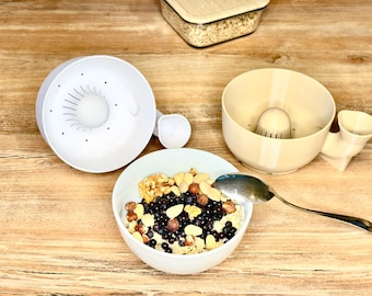 Beeren Waschschüssel Strudelfunktion Wassereinlauf PETG 3D Druck Weiß, Eiche oder Grau