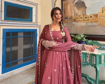 Silk Gown for Women | Festive Wedding Outfit | Indian Party Wear Dress | Designer Ethnic Style