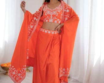 Indo Western Dhoti Set with Shrug | Wedding Party Outfit for Women | Designer Ethnic Wear