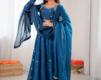 Silk Suit Set with Dupatta | Embroidered Wedding Outfit for Women | Designer Party Wear