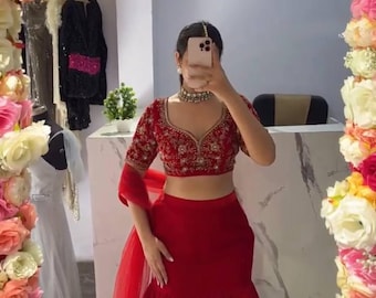 Ready to Wear Lehenga Saree with Dupatta | Indian Wedding Party Outfit for Women