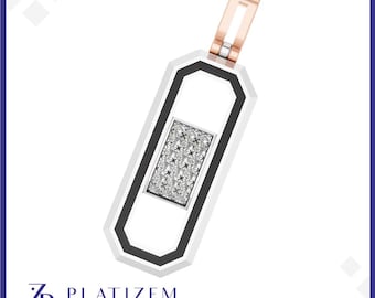 Men's Pave Set Diamond Pendant, Lab Grown Cluster Necklace, Gold Platinum Jewelry