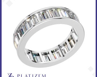 Baguette Diamond Full Eternity Band – Modern Minimalist Men's Wedding Ring