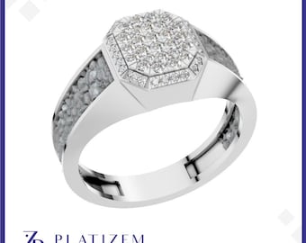 Men’s Diamond Cluster Ring – Bold Statement Ring, Luxury Textured Band for Him