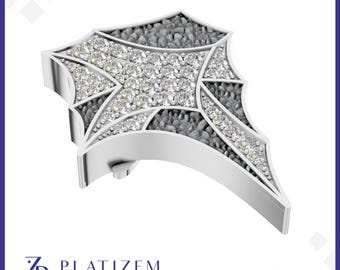 Men’s Diamond Spider Web Button – Pave Cluster Stud, Artistic Formal Accessory