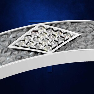 Lab Made Diamond Studded Platinum Bracelet with Unique Texture