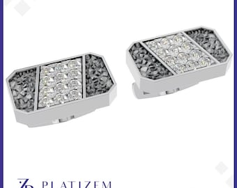 Diamond Cluster Cufflinks Mens Platinum 950 Wedding Cufflinks Luxury Groom Gift Round Diamond Cufflinks Handmade Jewelry