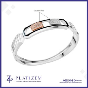 Herren Platin Diamant Armreif, Modernes strukturiertes Gold Armband, Raffinierter Luxus Schmuck