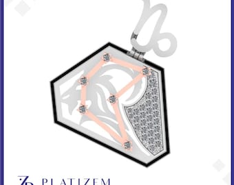 Capricorn Zodiac Pendant, Mens Diamond Jewelry, Gold Astrology Charm, Constellation Design, Gift for Him