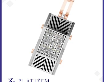 Custom Pendant Necklace, Mens Lab Diamond Pendant, Engraved Gold Jewelry, Personalized Necklace, Fine Jewelry Gift for Him