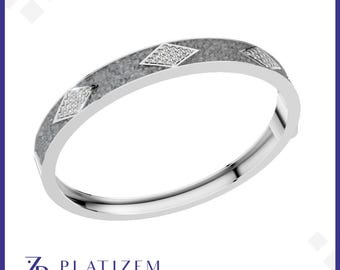 Mens Gold Diamond Bangle Bracelet, Minimal Geometric Cuff, White Gold or Silver Bracelet, Custom Moissanite Statement Jewelry for Him