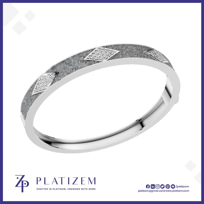 Textured Lab Made Diamond Bangle Bracelet