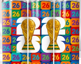 FIFA World Cup 2026 Tumbler Wrap | 20oz Skinny Tumbler Sublimation Design | USA Mexico Canada Football Cup Digital Download