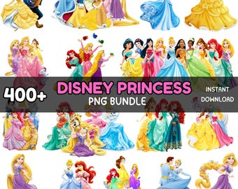 400+Princess PNG Cliparts Bundle Princesses PNG Cartoon Sublimation Cliparts all Princesses Birthday Themed Clip Bundle PNG Collection belle