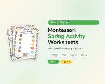 Montessori Spring Activity Worksheets | Ages 2-6 Fine Motor Math (PDF)