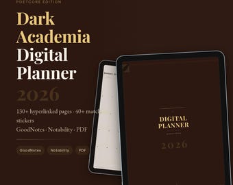 Dark Academia Digital Planner 2026 | GoodNotes Notability | Hyperlinked PDF with Stickers | iPad Planner