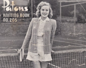 On Sale - Vintage 1940s - Paton's Knitting Pattern No 205  For Women/Ladies - Original Pattern