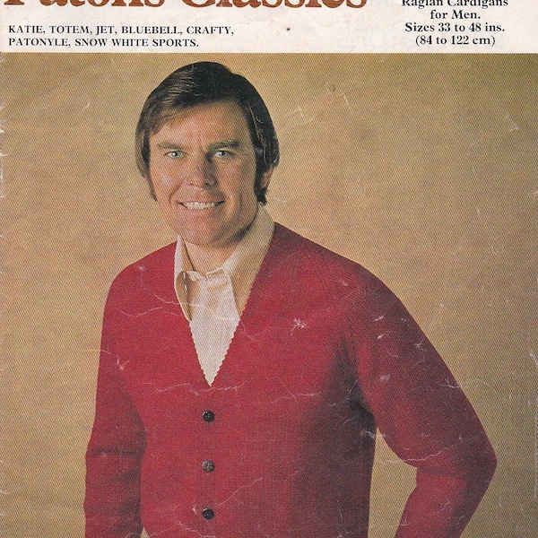 On Sale - Paton's Classic Series Knitting Pattern for Men No 106 Katie, Bluebell, Totem, Jet, Crafty (Vintage 1970s)Vintage Knitting Pattern