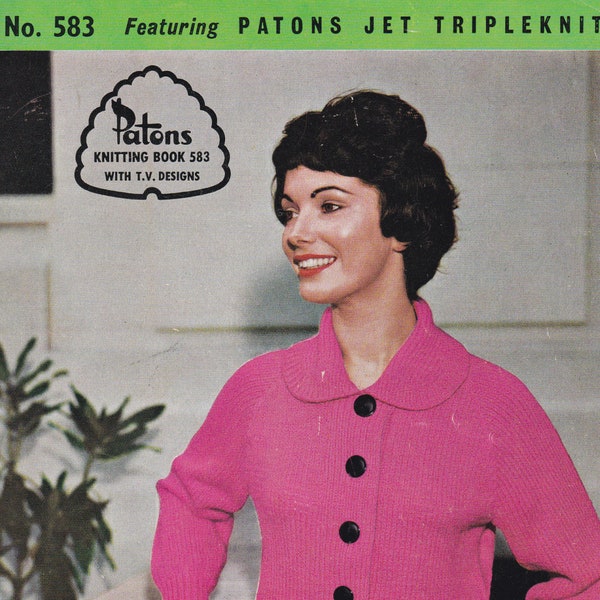 On Sale - Vintage 1950s - Paton's Knitting Pattern No 583  For Family Featuring Jet Tripleknit