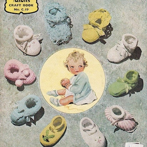 Patons Booties Galore  Knitting and Crochet Designs for Baby Pattern No C 19 - Vintage 1970's