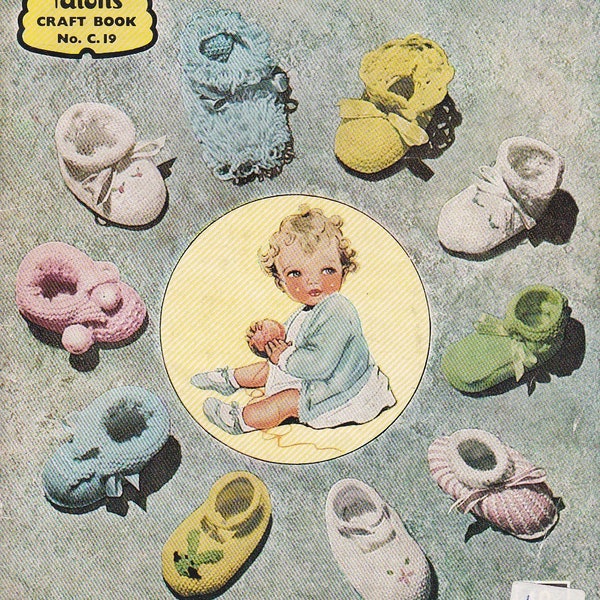 Patons Booties Galore  Knitting and Crochet Designs for Baby Pattern No C 19 - Vintage 1970's