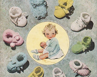 Patons Booties Galore  Knitting and Crochet Designs for Baby Pattern No C 19 - Vintage 1970's