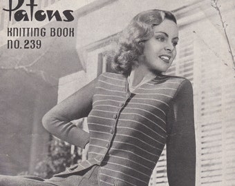 On Sale - Vintage 1940s - Paton's Knitting Pattern No 239 For Women/Ladies - Original Pattern