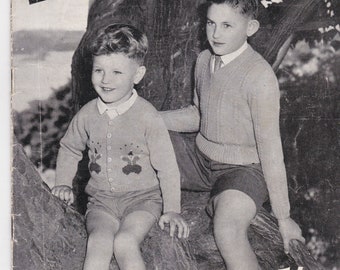 Vintage 1940s - Villawool  Knitting Pattern No 53 For Children Boys - Original Pattern