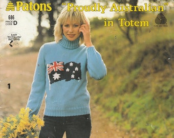 Paton's Totem, Proudly Australian Family Knitting Pattern Book No 686  Vintage 1980s Jackets, Cardigans, Sweaters, Jumpers