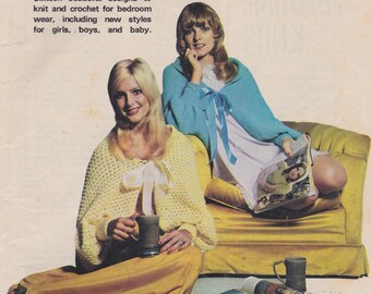 1972 Mag Insert Womens Knitting and Crochet Pattern Womens Weekly Bedtime Knits
