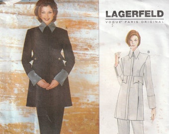 1990s Vogue Dress Pattern No 1881 Lagerfield Misses Jacket, Pants Size 14-18  36-40  inch bust, Uncut, Factory Folded