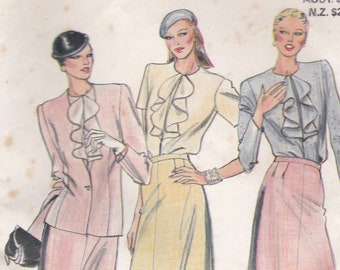 On Sale - 1980s Butterick Sewing Pattern No 6983  for Womens Jacket, Blouse, Skirt  Size 10-14   Bust 32 1/2 " to 36" Factory folded Unused.