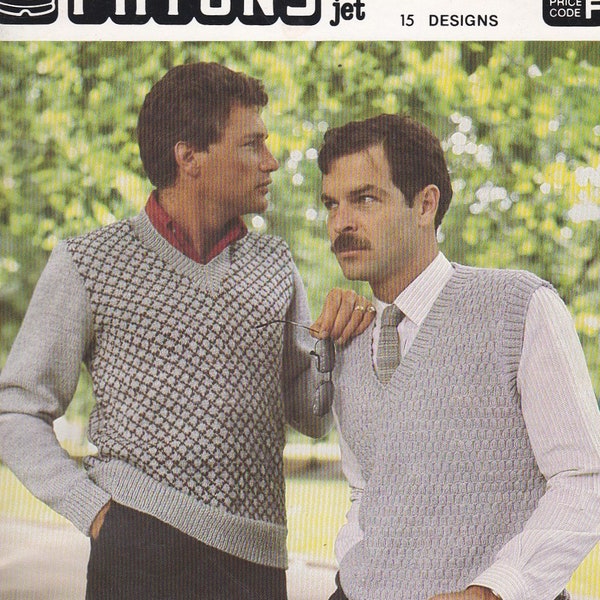 Patons Knitting Pattern No 594 for Men in Totem, Jet, Bluebell - Vintage 1980's