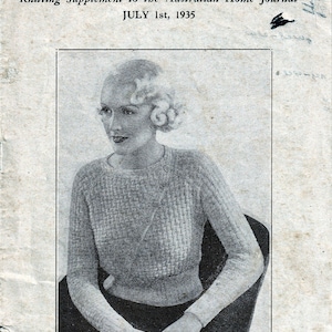 Vintage 1930s Knitting Supplement Australian Home Journal Knitting Pattern - PDF - Digital Download