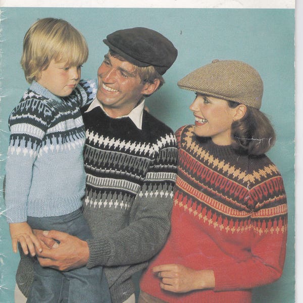 Paton's Totem, Family Knitting Pattern Book No 543  Vintage 1970s Jackets, Cardigans, Sweaters, Jumpers