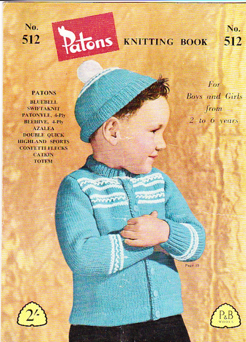 Paton's Knitting Pattern No 512 for Children Boys and Etsy