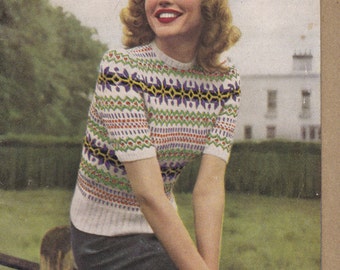 Paton's Knitting Pattern No 262  For Women/Ladies Scottish Fair Isles (Vintage 1950s)