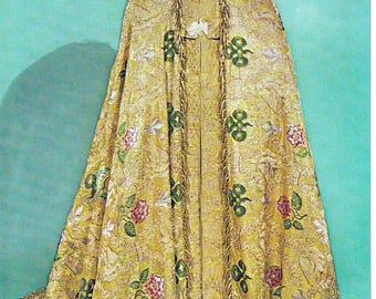Carte postale en tissu d'or - Vintage britannique des années 1970