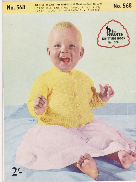 Vintage Patons Childs Two Raglans Up To 9 Months Knitting Pattern 621