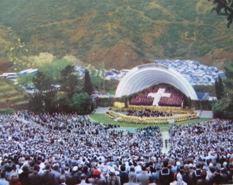 Original 1960's Los Angeles postcard - Hollywood Bowl Easter Sunrise Service - Vintage sixties paper ephemera