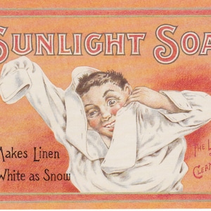 Reproduction Carte postale pour SunLight Soap - vintage eighties papier éphémère années 1980s