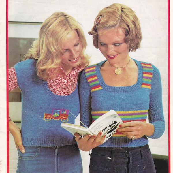 Patons Free n Easy in Crystal  - Vintage 1970s Women's Knitting Pattern No 339, Jumpers, Sweaters, Vests, Cardigans