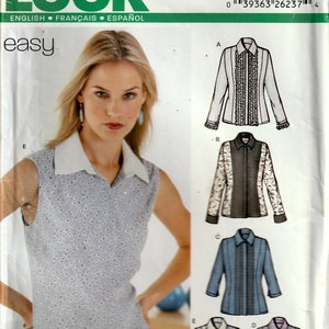Sewing Pattern - New Look 6217 Long or Short Sleeved Tops/Shirts  easy Size 8-18 Uncut, Factory Folded