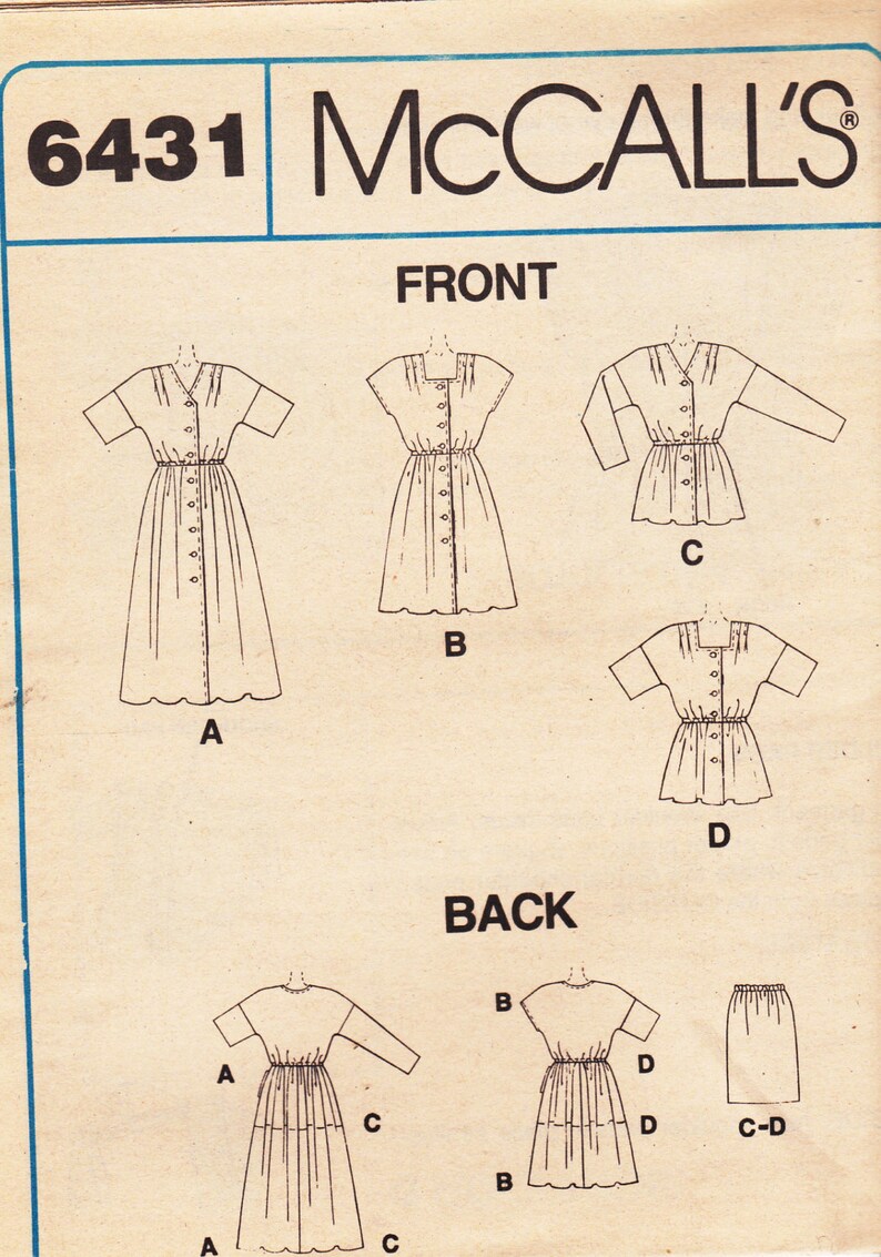 On Sale 1990s Mccalls Sewing Pattern No 6431 for Misses Etsy Australia